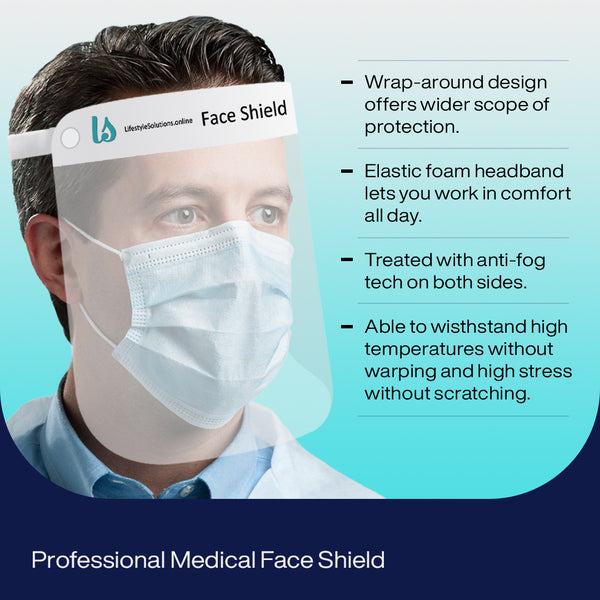 Lifestyle Solutions Safety Face Shield; Comfortable All-Day Protection - 2 pieces