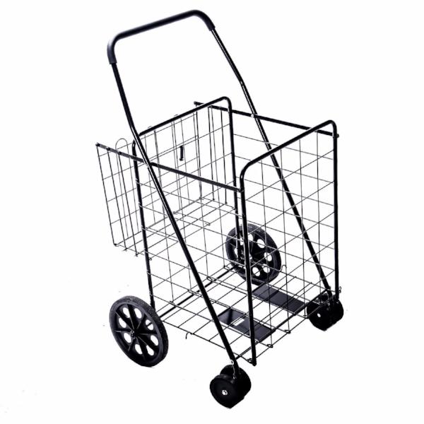 Folding Shopping Cart with Dual Swivel Wheels and Double Basket- 200 lb capacity!